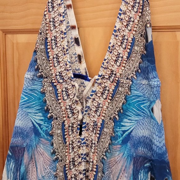 Blue Leopard Exotic Handkerchief Maxi Dress - Picture 3 of 5